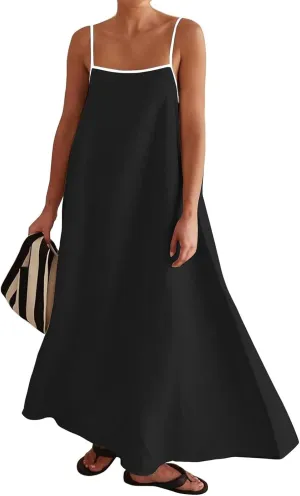 Maxi Dresses for Women 2025 Sundress Loungewear Sleeveless Halter Dress Summer Flowy Swing Dresses Elegant 2025
