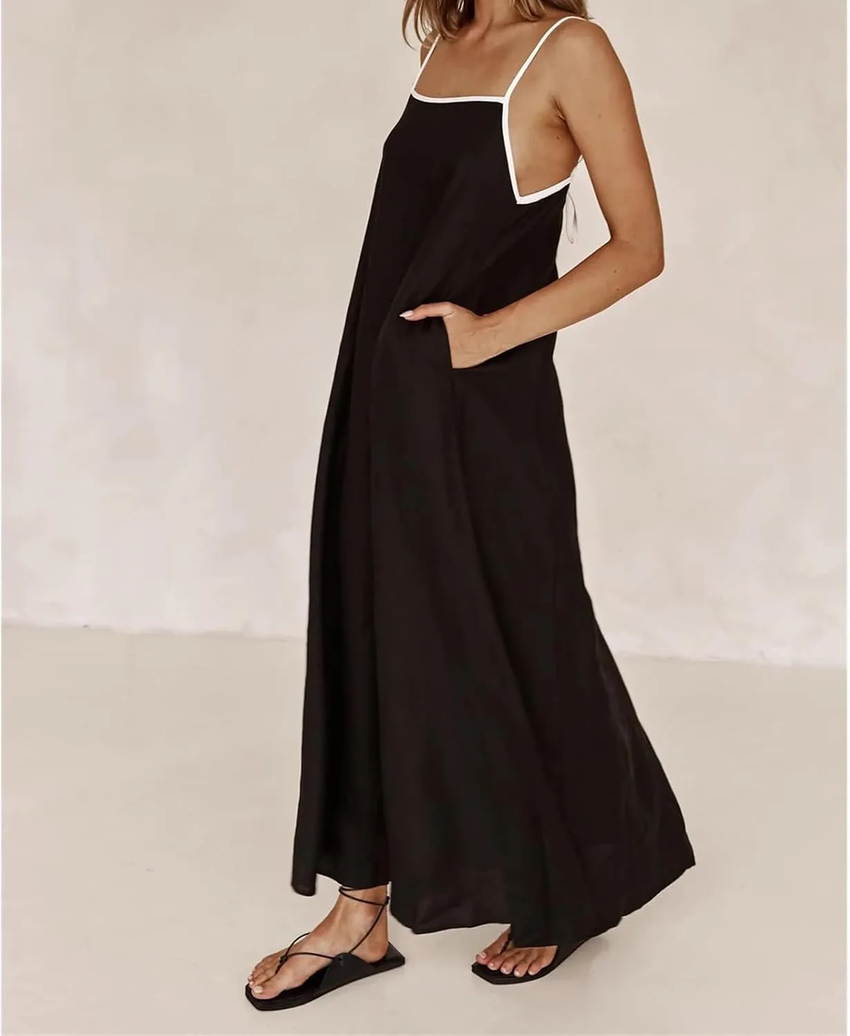 Maxi Dresses for Women 2025 Sundress Loungewear Sleeveless Halter Dress Summer Flowy Swing Dresses Elegant 2025