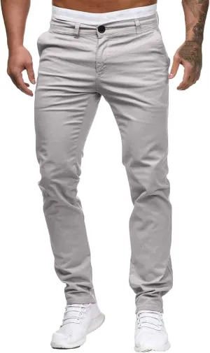 Men Chinos Joggers Pants Straight Fit Canvas Work Pant Elastic Waist Drawstring Flex Tapered Pant with Multi Pockets