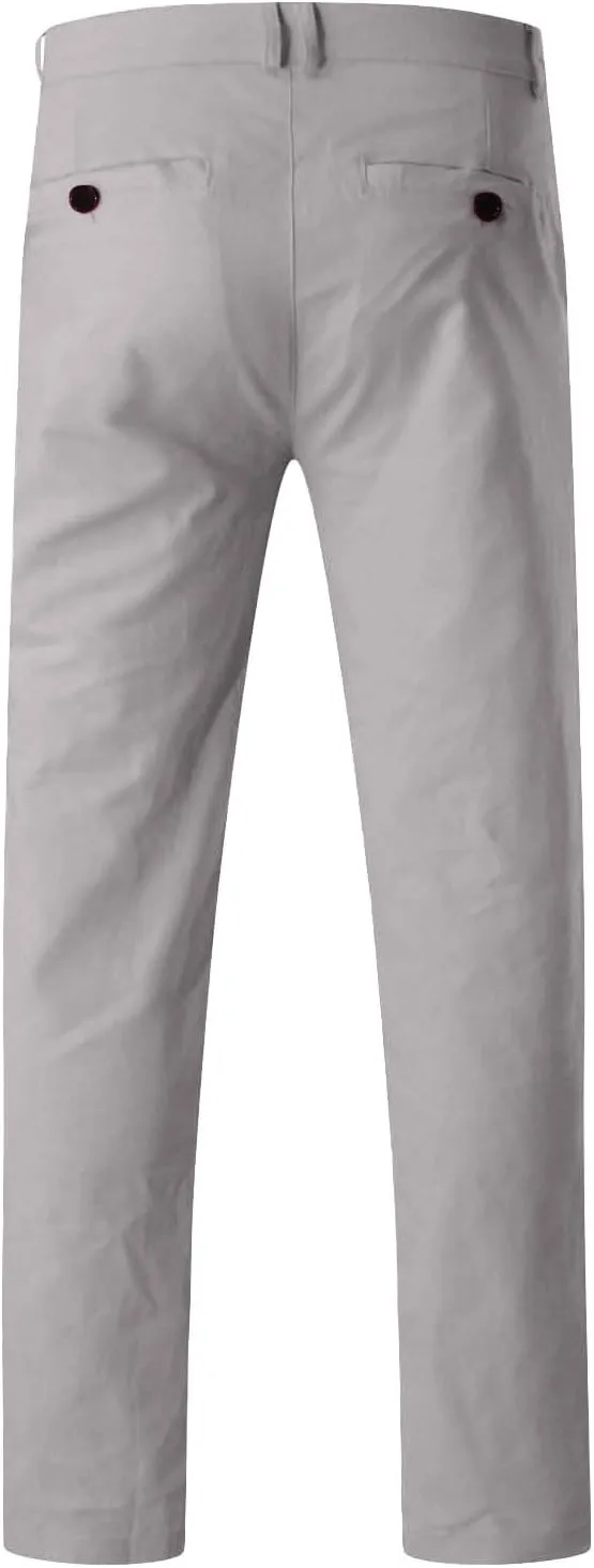 Men Chinos Joggers Pants Straight Fit Canvas Work Pant Elastic Waist Drawstring Flex Tapered Pant with Multi Pockets