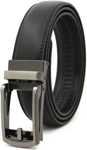 Men's Belt automatic buckle Comfort Leather Ratchet Dress with Slide Buckle -Adjustable Trim to Fit 120cm 130cm 140cm