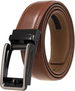 Men's Belt,Men‘s Leather Ratchet Dress Slide Belt with Adjustable Click Buckle Accessories Man (Color : Brown, Size : 110cm)