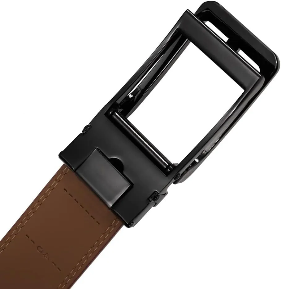 Men's Belt,Men’s Leather Ratchet Dress Slide Belt with Adjustable Click Buckle Accessories Man (Color : Brown, Size : 125cm)