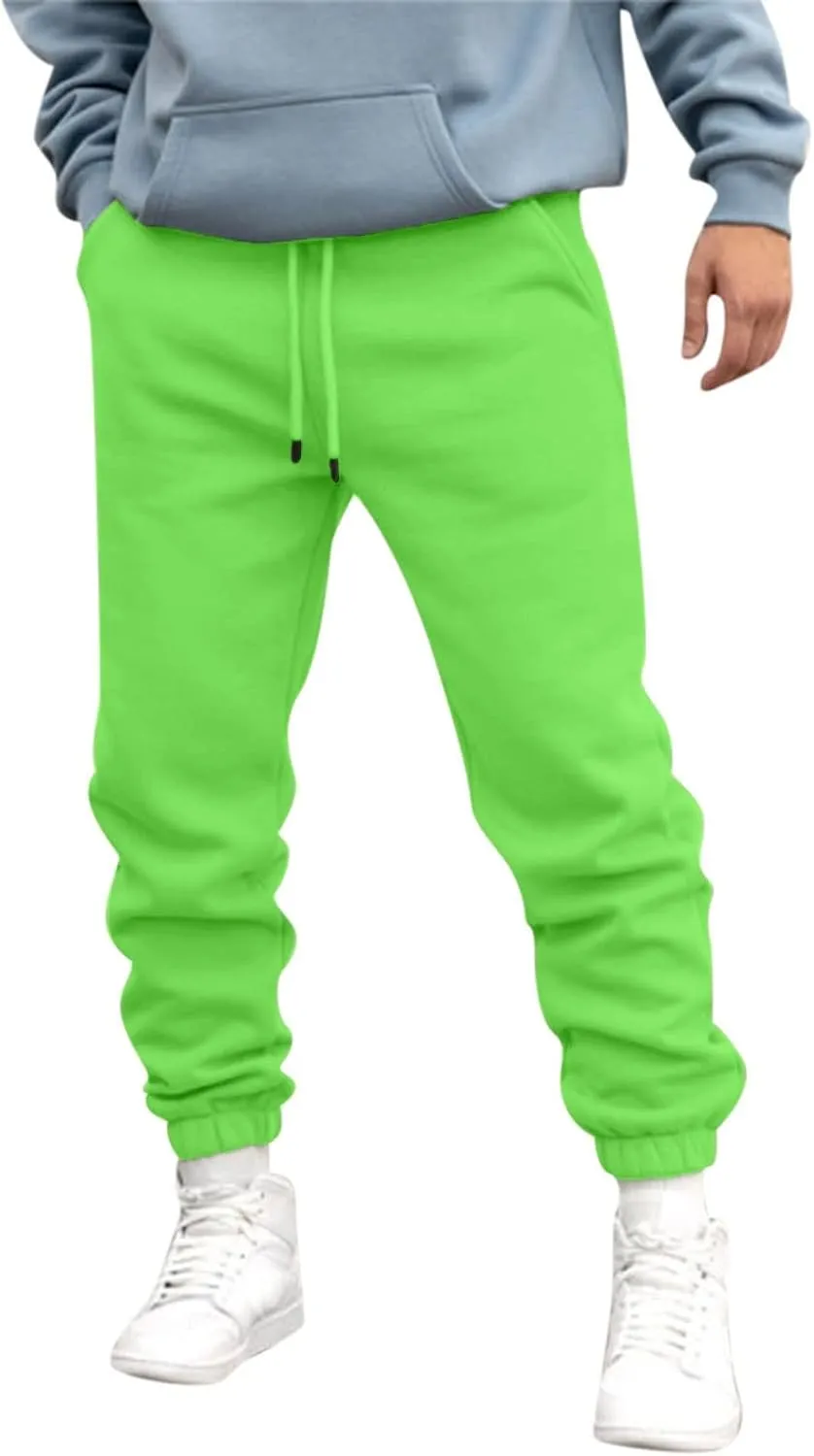Mens Cargo Pants Casual Drawstring Hiking Pants Joggers Athletic Workout Pants Loose Straight Sweatpants with Pockets