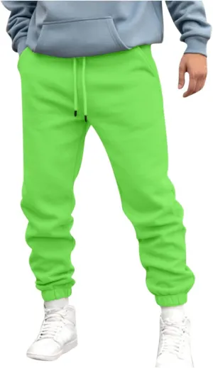 Mens Cargo Pants Casual Drawstring Hiking Pants Joggers Athletic Workout Pants Loose Straight Sweatpants with Pockets
