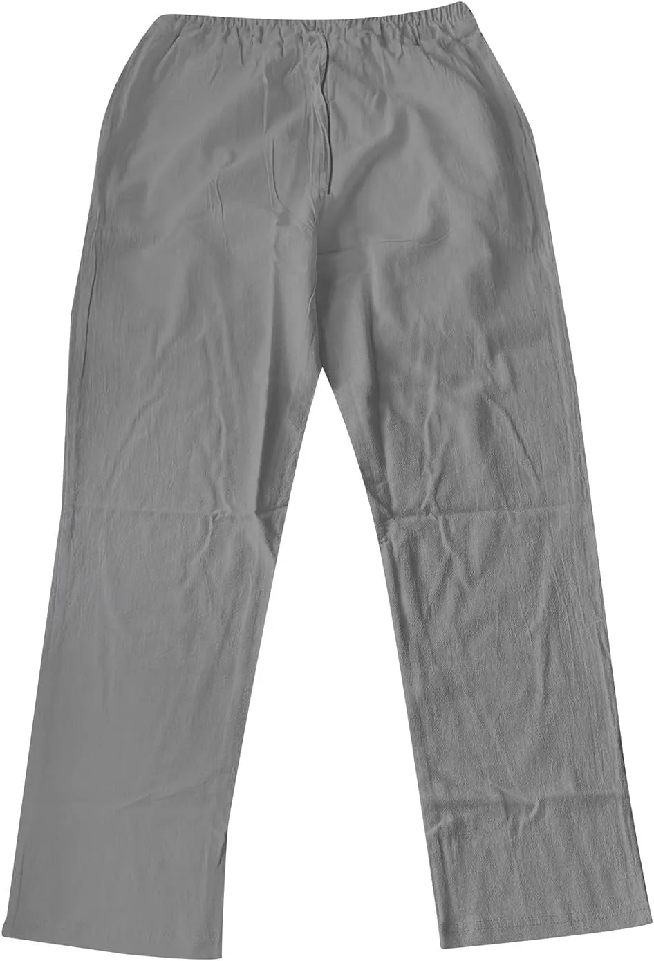 Mens Casual Linen Pants Elastic Waist Drawstring Lightweight Trouser Casual 2024 Straight Leg with Pockets Trousers
