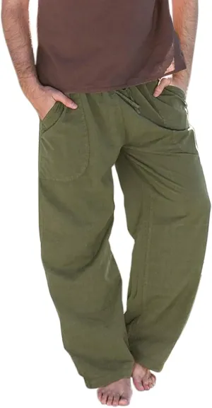 Men's Casual Linen Pants Lightweight Casual Relaxed Fit Wide Leg Breathable Drawstring Waist Summer Beach Trousers