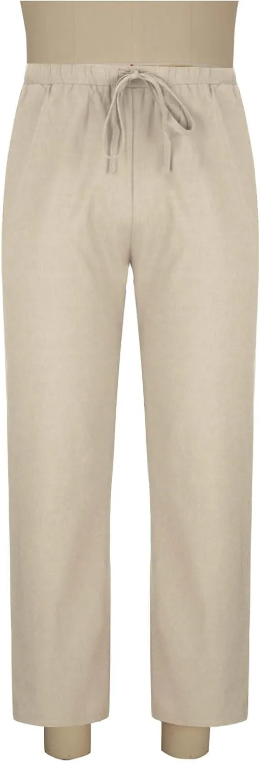 Mens Cotton Linen Drawstring Pants Elastic Waist Casual Jogger Yoga Pants Summer Fashion Casual Solid Pants Trousers