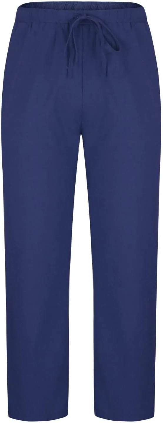 Mens Cotton Linen Drawstring Pants Elastic Waist Casual Jogger Yoga Pants Summer Fashion Casual Solid Pants Trousers