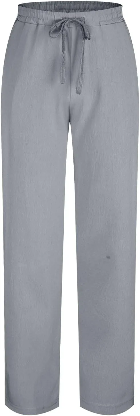 Men's Elastic Waist Drawstring Straight Pants Lightweight Casual Solid Yoga Trousers Lounge Wide Legs Joggers Trouser