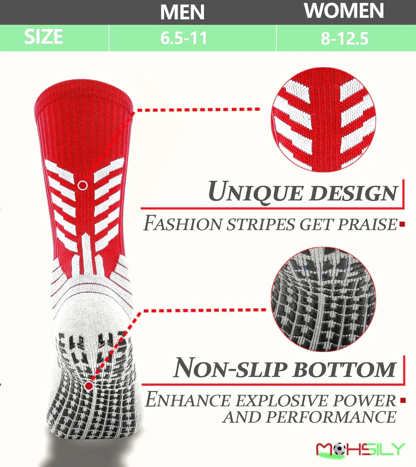 Mens Grip Socks Non Slip for Soccer,Hospital, Training,Anti Slip Grippers