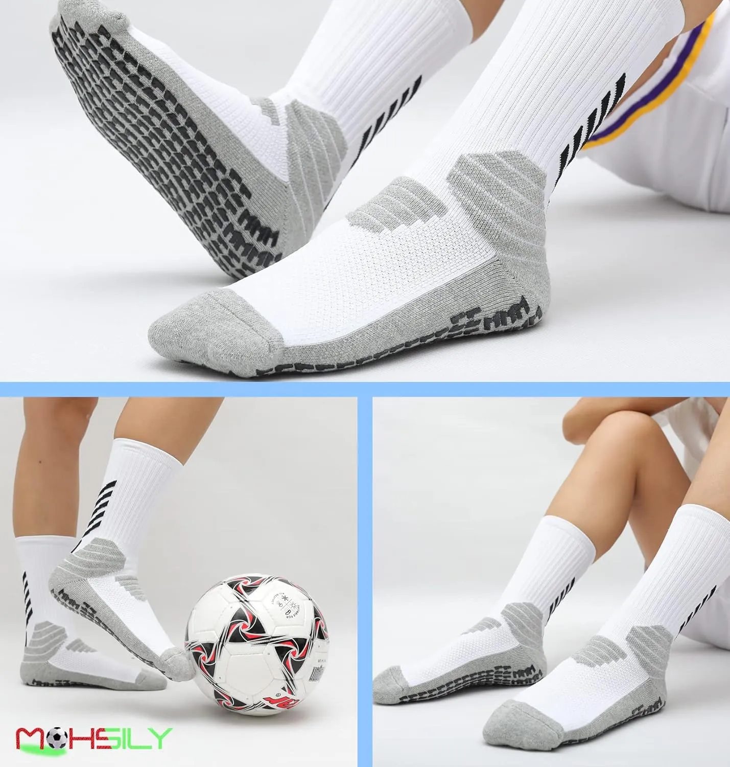 Mens Grip Socks Non Slip for Soccer,Hospital, Training,Anti Slip Grippers