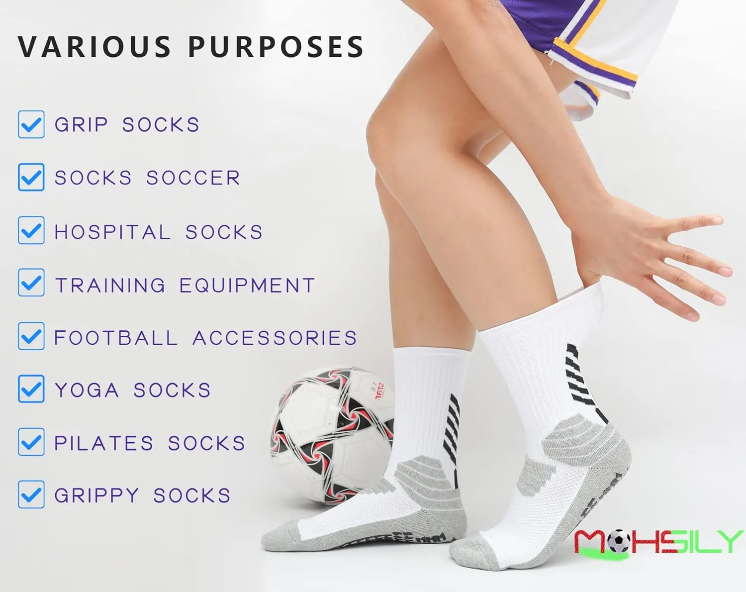 Mens Grip Socks Non Slip for Soccer,Hospital, Training,Anti Slip Grippers