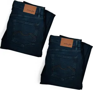 Mens Jeans Relaxed Fit 2-Pack – Straight Leg Stretch Jeans for Men – Ultimate Comfort Superflex Pants Dark Blue Bundle 46W x 34L