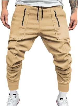 Mens Joggers Cargo Pants Men Fashion Drawstring Elastic Waist Tapered Sweatpants Casual Work Pants with Multi Pockets