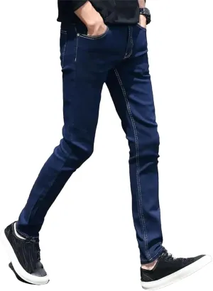 Men's Loose Fit Straight Leg Denim Jeans Baggy Wide Leg Plain Pants Jeans with Pockets