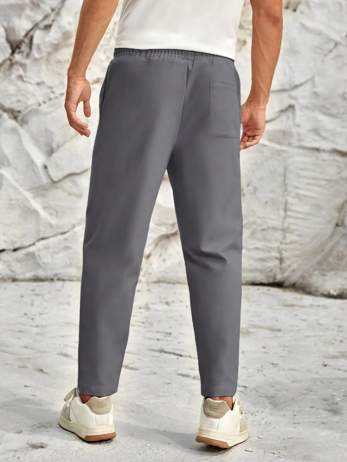 Men's Pants Men's Pants with Pockets Elastic Waist Leg Casual Casual