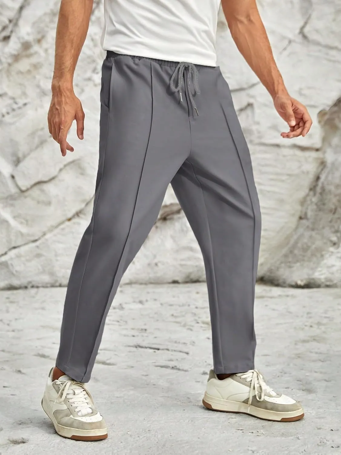 Men's Pants Men's Pants with Pockets Elastic Waist Leg Casual Casual