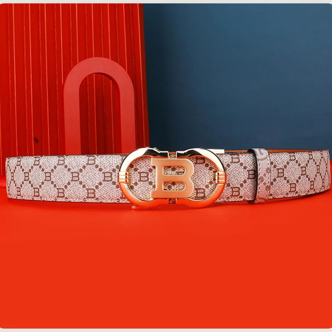 Men's Ratchet Belt Gold/Black/Sliver Automatic Buckle Business Casual-Designer Belts Gift for Men-Letter B