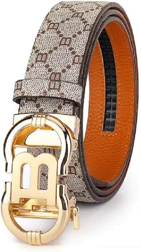 Men's Ratchet Belt Gold/Black/Sliver Automatic Buckle Business Casual-Designer Belts Gift for Men-Letter B