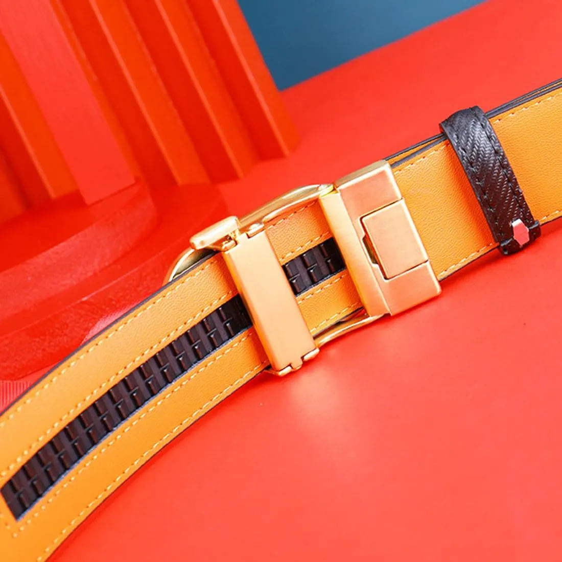 Men's Ratchet Belt Gold/Black/Sliver Automatic Buckle Business Casual-Designer Belts Gift for Men-Letter B