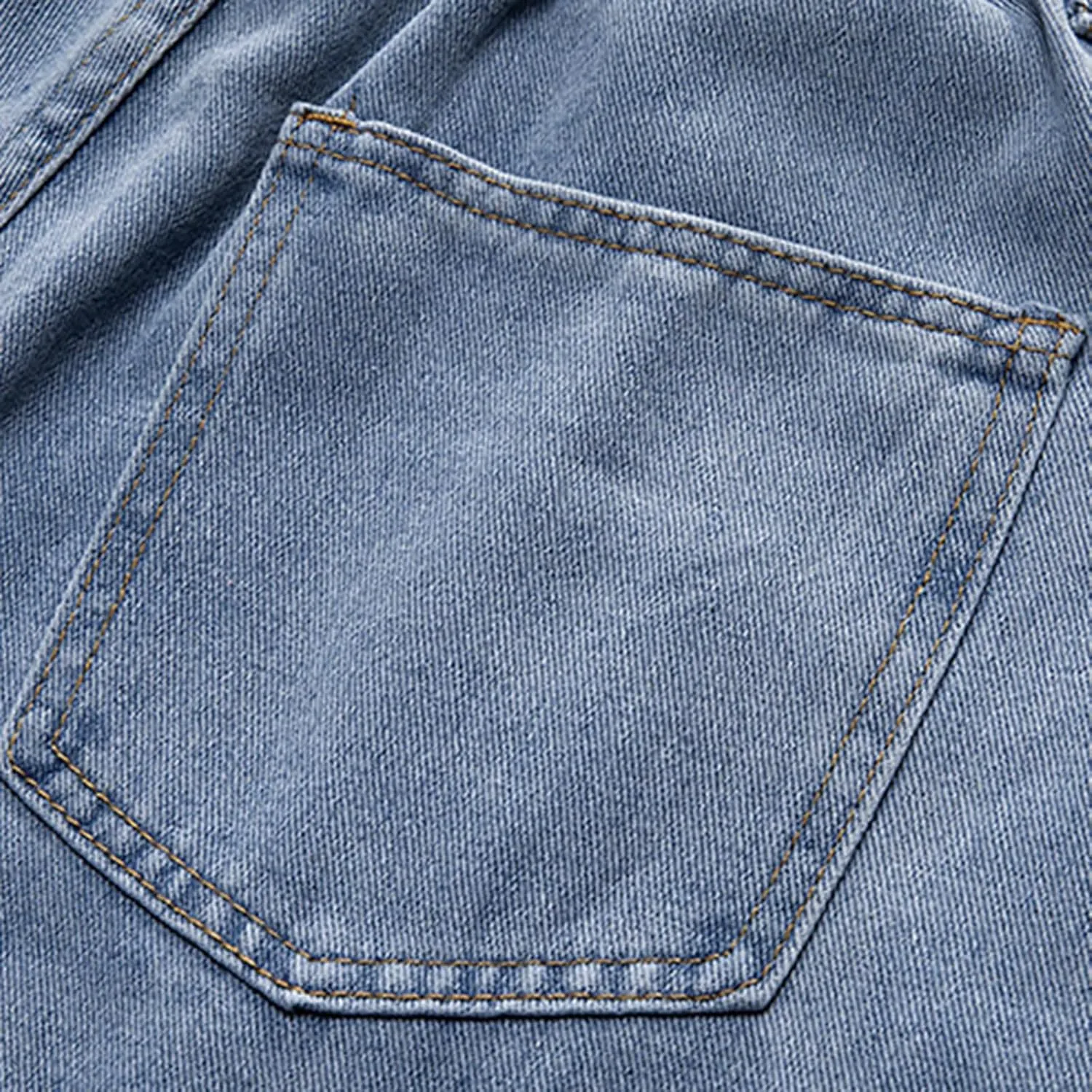 Men's Regular Fit Jeans Vintage Straight Wide Leg Denim Pants with Pockets Casual Streetwear Y2k Baggy Jeans Trousers