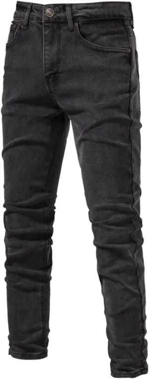 Men's Regular Fit Straight Leg Jeans Casual Elastic Waist Denim Pants Lightweight Stretch Jeans with Pockets