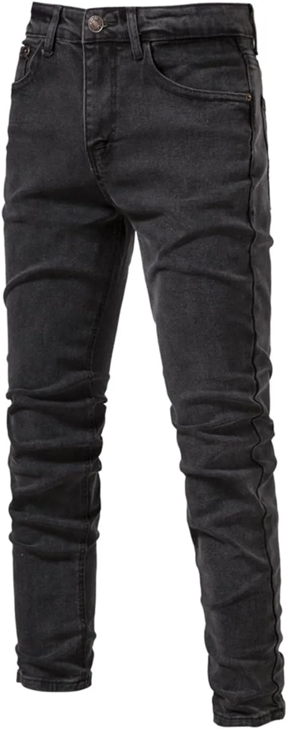 Men's Regular Fit Straight Leg Jeans Casual Elastic Waist Denim Pants Lightweight Stretch Jeans with Pockets
