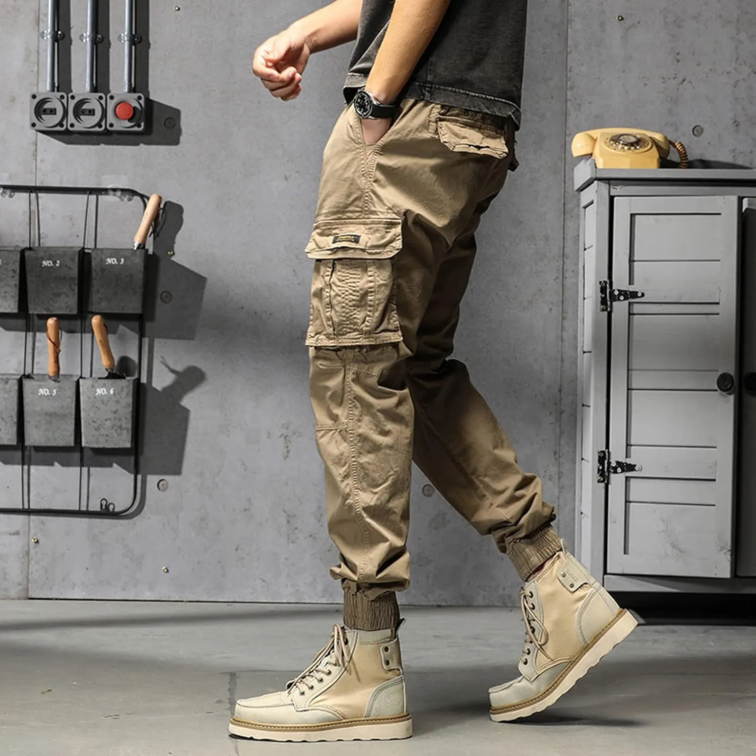 Mens Sweatpants Joggers Pants Man Pants Casual Rope Loose Heavyweight Loose Sports Trousers Pockets Pant Mens Cotton