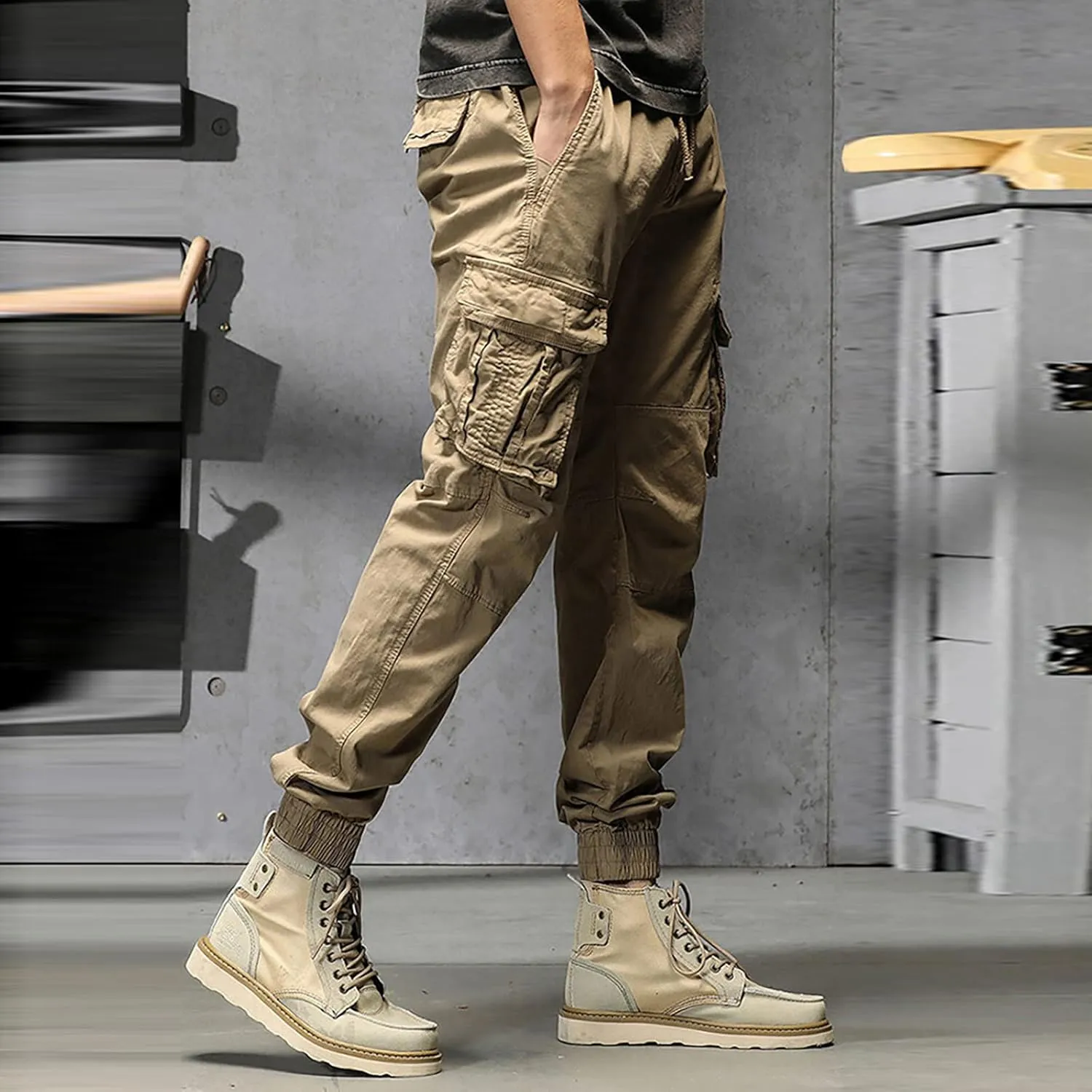 Mens Sweatpants Joggers Pants Man Pants Casual Rope Loose Heavyweight Loose Sports Trousers Pockets Pant Mens Cotton