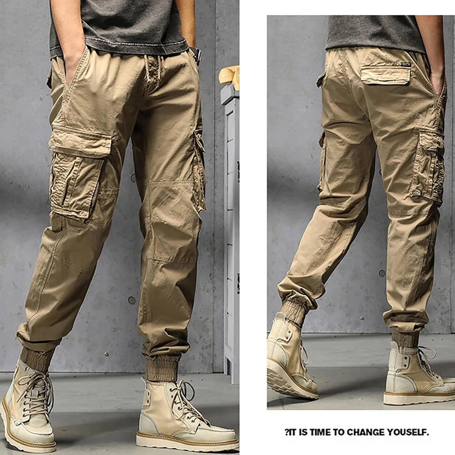 Mens Sweatpants Joggers Pants Man Pants Casual Rope Loose Heavyweight Loose Sports Trousers Pockets Pant Mens Cotton