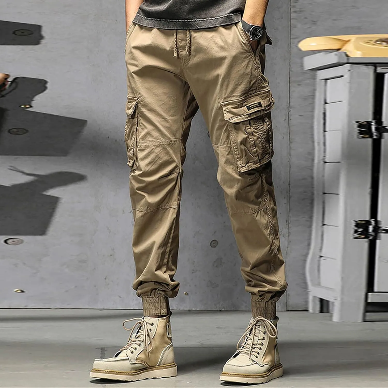 Mens Sweatpants Joggers Pants Man Pants Casual Rope Loose Heavyweight Loose Sports Trousers Pockets Pant Mens Cotton