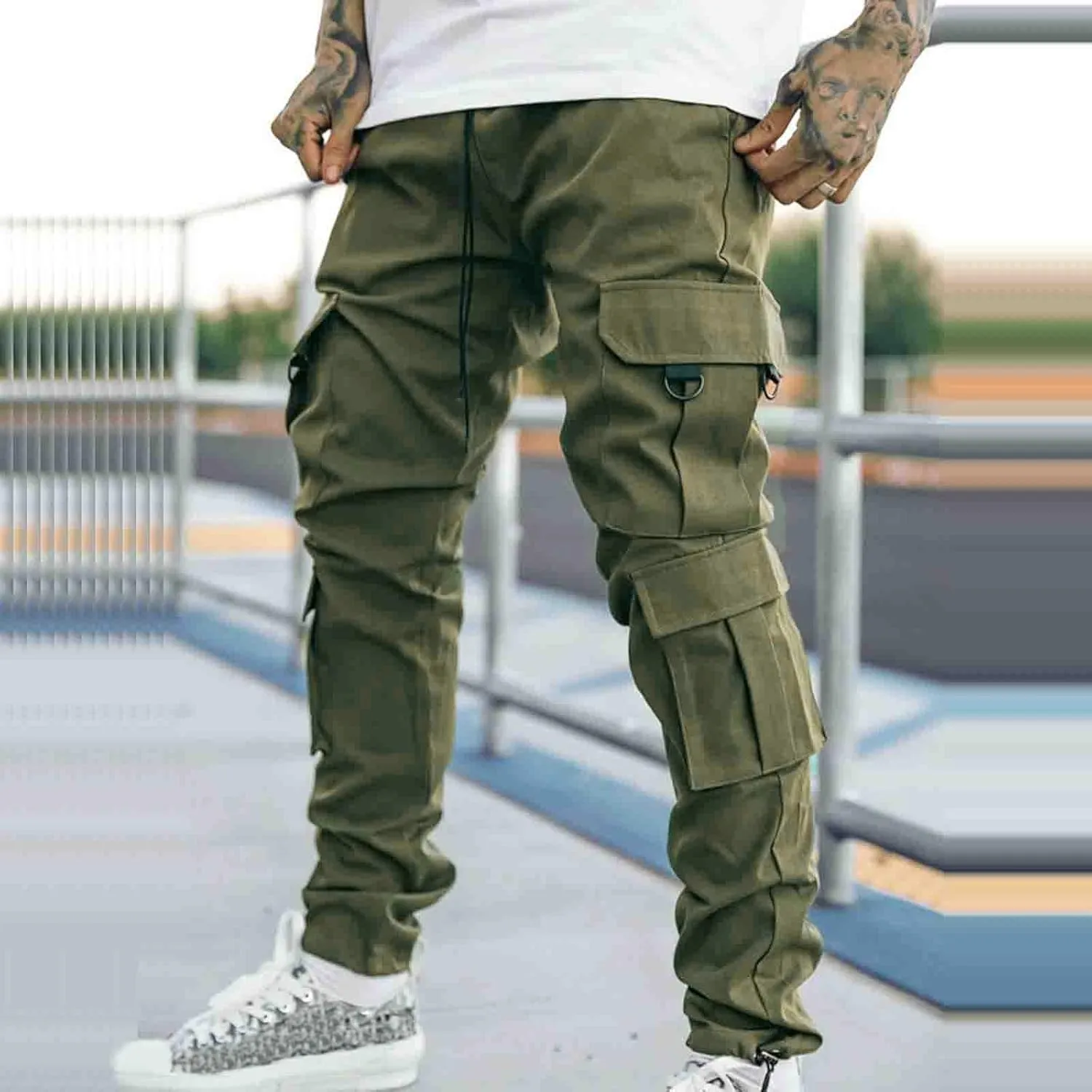 Mens Sweatpants with Pockets Big and Tall Pants Joggers Pants for Men with Zipper Pockets Slim Fit Drawstring Tapered
