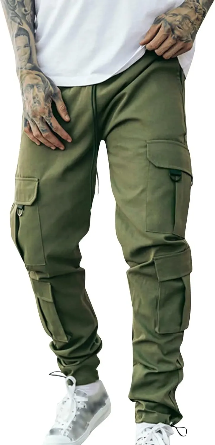 Mens Sweatpants with Pockets Big and Tall Pants Joggers Pants for Men with Zipper Pockets Slim Fit Drawstring Tapered