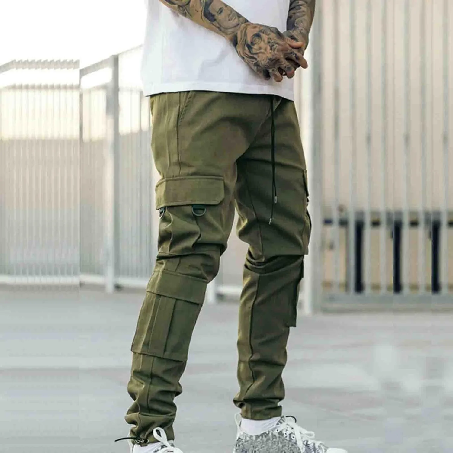 Mens Sweatpants with Pockets Big and Tall Pants Joggers Pants for Men with Zipper Pockets Slim Fit Drawstring Tapered