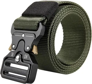 Men's Tactical Belt Heavy Duty Webbing Hiking 1.5" Nylon Web Work Belt Adjustable Military Style Nylon Belts