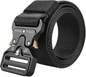 Men's Tactical Belt Heavy Duty Webbing Hiking 1.5" Nylon Web Work Belt Adjustable Military Style Nylon Belts