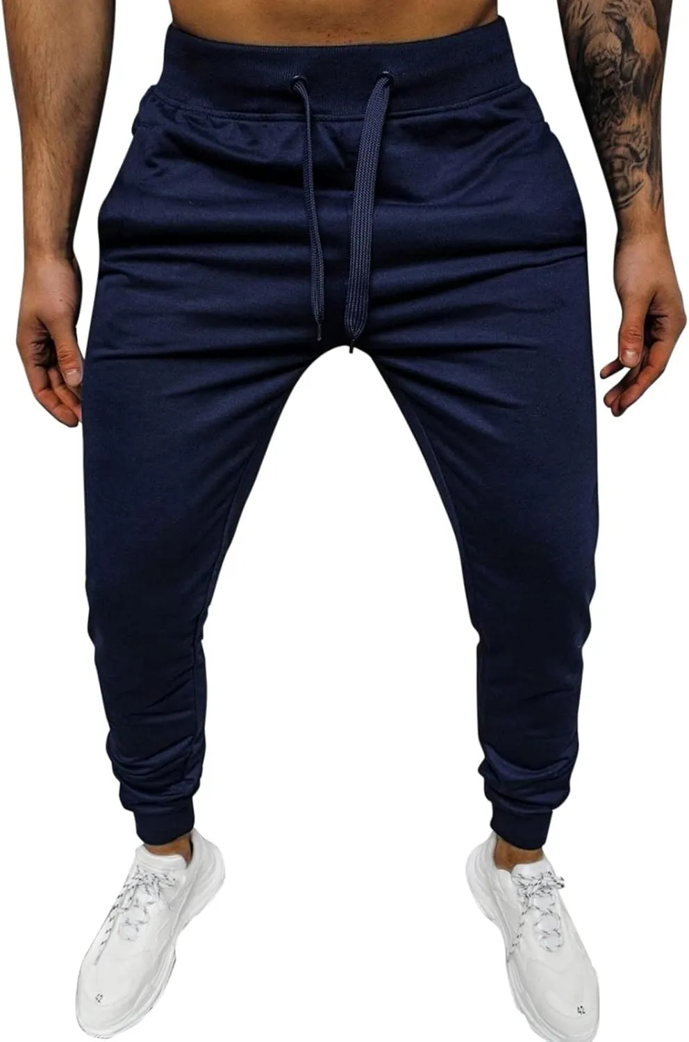 Mens Workout Cargo Sweatpants Color Zipper Pocket Trouser Fashion Mens Tapered Joggers Men's Flap Pocket Drawstring