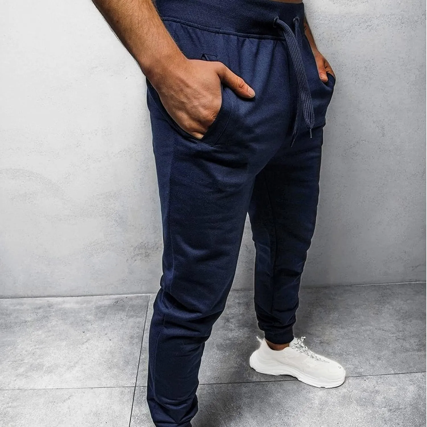 Mens Workout Cargo Sweatpants Color Zipper Pocket Trouser Fashion Mens Tapered Joggers Men's Flap Pocket Drawstring