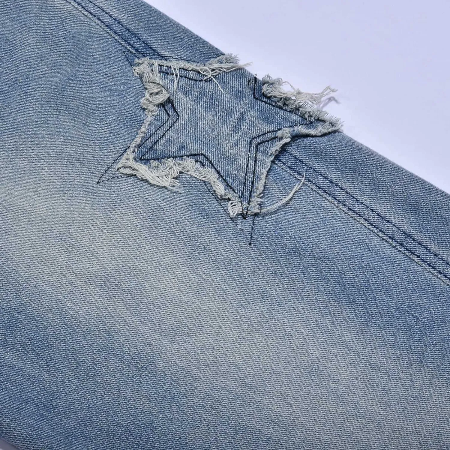 MIDOO Jeans for Men Baggy Casual Patchwork Straight Leg Jeans Trend Fashion Denim Pants Low Rise Skinny Jean Trousers