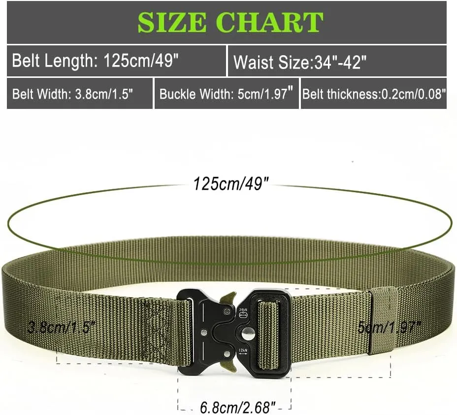 Military Belt, Men Tactical Belt with Quick Release Metal Buckle Ideal for military training and outdoor, police belts