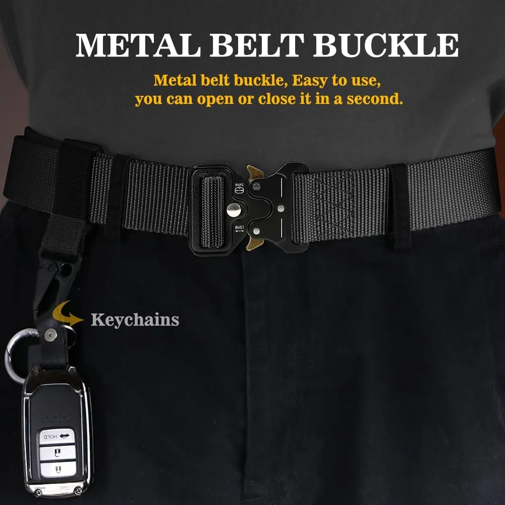 Military Belt, Men Tactical Belt with Quick Release Metal Buckle Ideal for military training and outdoor, police belts