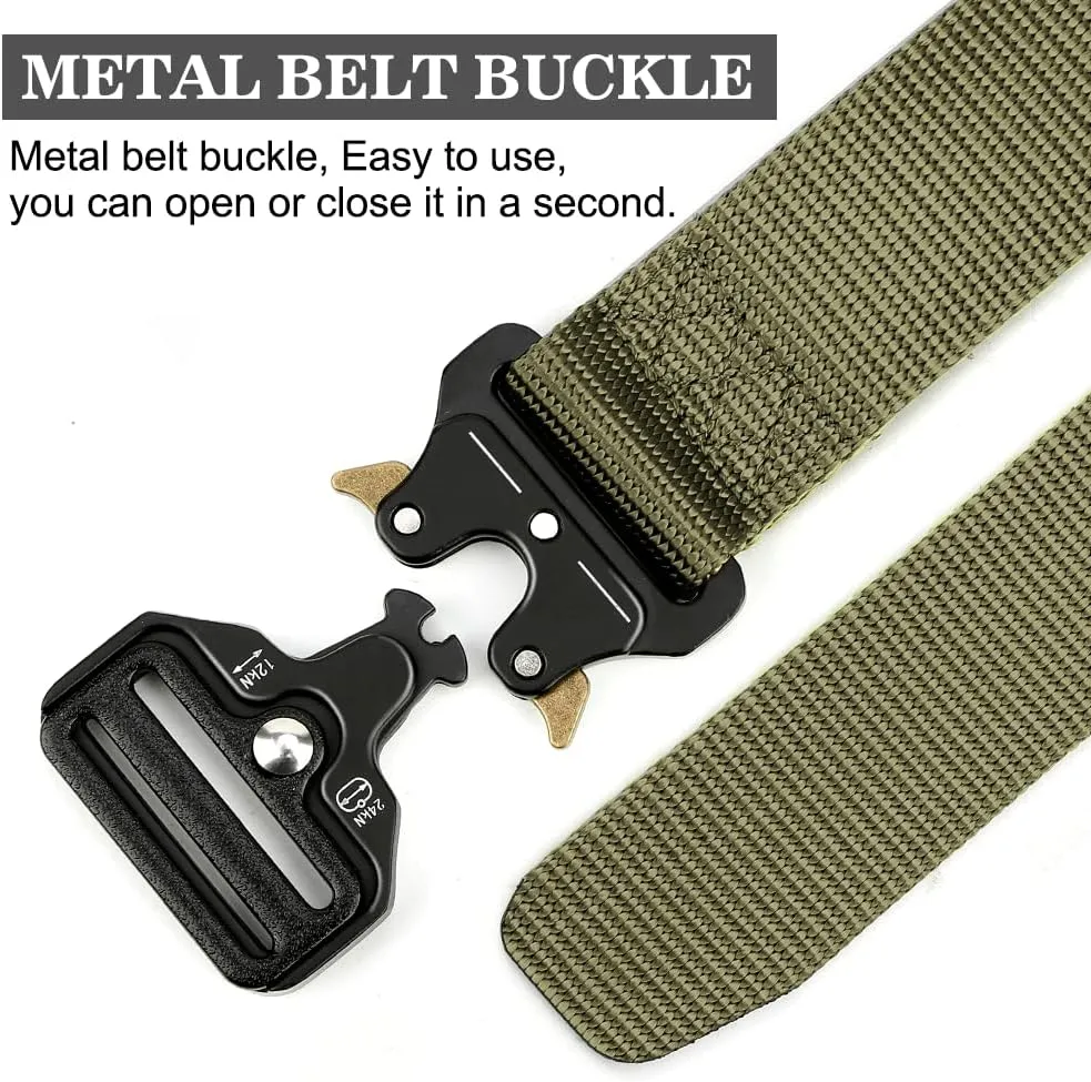 Military Belt, Men Tactical Belt with Quick Release Metal Buckle Ideal for military training and outdoor, police belts