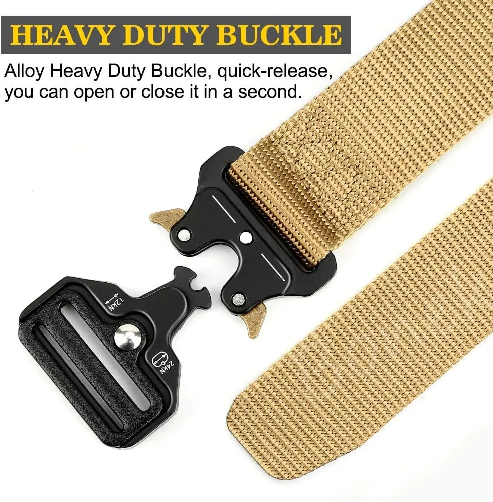 Military Belt, Men Tactical Belt with Quick Release Metal Buckle Ideal for military training and outdoor, police belts