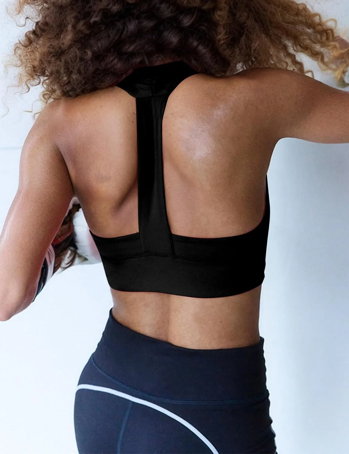 MISSACTIVER Sexy Halter Sports Bra for Women Square Neck Sleeveless Backless Racerback Padded Bra Workout Yoga Crop Tank Top