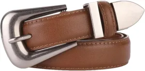 Mnjyihy Genuine Leather Belt For Women Casual Metal Buckle Cowskin Belt For Jeans And Dresses