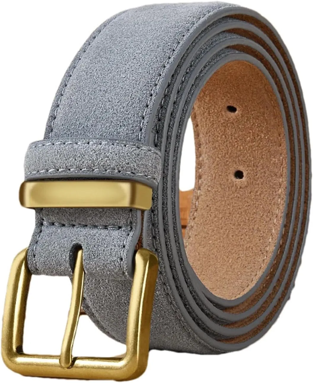 Mnjyihy Suede Cowhide Leather Belt For Women Vintage Style Metal Buckle Wide Waistband For Dresses Jeans