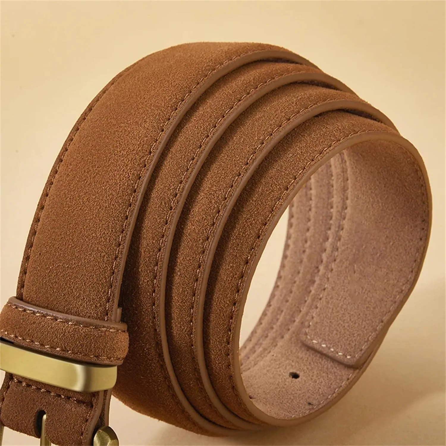 Mnjyihy Suede Cowhide Leather Belt For Women Vintage Style Metal Buckle Wide Waistband For Dresses Jeans