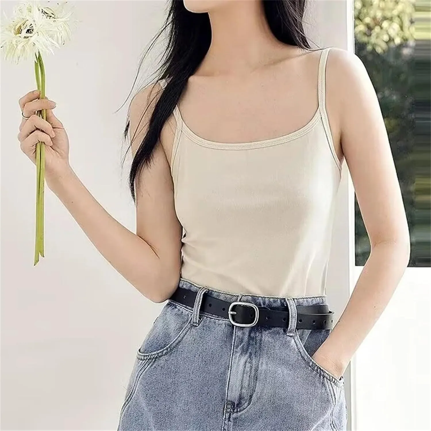 Mnjyihy Women's Retro Metal Buckle Leather Belt Fashion Decoration Jeans Belt