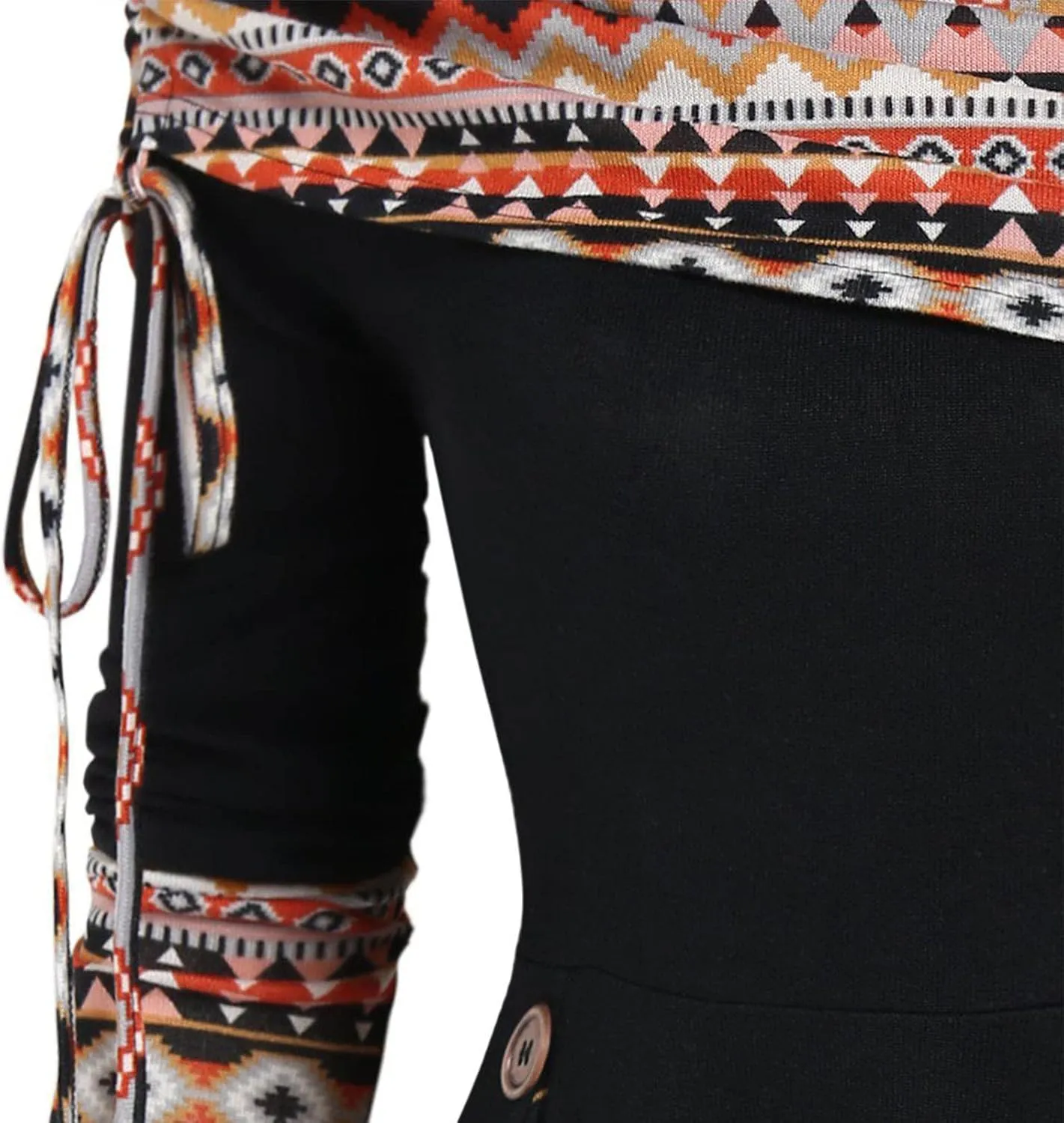 Mzkdieey Dresses for Women 2023 Off The Shoulder Drawstring Long Sleeve Western Ethnic Style Dress A-line Ruched Tunic Dress